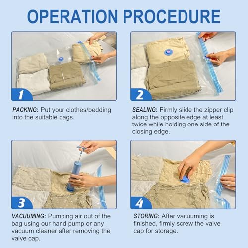 10 Pack Jumbo Vacuum Storage Bags with Hand Pump, Plastic Packaging Bags, 80% Space Saver Vacuum Seal Bags for Clothing, Travel Lugggage, Blankets, Comforters - Image 7