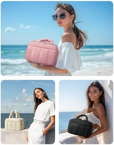 BAGSMART Travel Toiletry Bag, Puffy Large Toiletry Bag for Women, Lightweight Cosmetic Makeup Bag Organizer with Handle for Traveling, Accessories, Essentials, Toiletries (Black) - Image 2