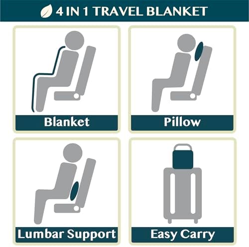 PAVILIA Travel Blanket and Pillow, Arms Opening Airplane Blankets for Adults, Compact Plane Blanket with Arm Hole 2-in-1 Bag for Flight Car Camping Fit in Luggage Backpack Traveler Gift, Pink - Image 8