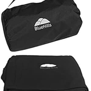 BlueHills Ultra Compact Travel Blanket Pillow in Portable Bag Case with Hand Luggage Belt & Backpack Clip Premium Cozy Soft Compact Pack Large Blanket for Airplane Flight Layover Black C003