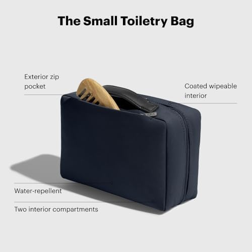 Away Small Toiletry Bag, Travel Essentials Organizer with Mesh and Clear Pockets, Waterproof, Easy to Clean, Compact Travel Pouch, Navy Blue - Image 3