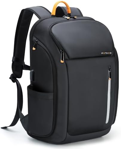 17 Inch Laptop Backpack for Men, Business Travel Anti-Theft Backpack with USB Charging Port, Water Resistant Computer Bag Carry On Flight Approved for Work College Weekender, Black