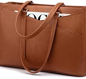 Laptop Tote Bag for Women,15.6 Inch Waterproof Computer Bags Women Business Office Work Bag Briefcase, Brown