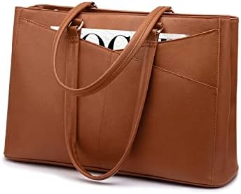 Laptop Tote Bag for Women,15.6 Inch Waterproof Computer Bags Women Business Office Work Bag Briefcase, Brown