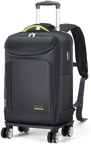 Lekebobor Travel Rolling Backpack, 18 inch Waterproof Bag with 360° Wheels for 15.6" Laptop, Convertible Airline Approved Travel Back Pack for Men & Women, Business, Commuter