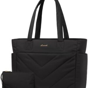 LOVEVOOK Tote Travel Bag for Women, Puffer Work Handbag with Zipper for Teacher Nurse, Quilted Laptop Shoulder Gym Bag Cute