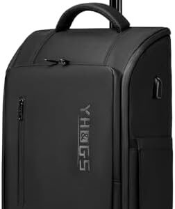 Rolling Backpack, Waterproof Backpack with Wheels for Business Commuter, Carry on Backpack with Laptop Compartment, Fit 15.6/18 Inch Laptop, Wheeled Backpack for Adults (Black)