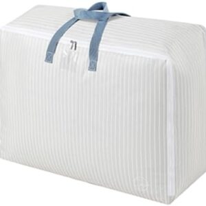 118L Storage Bag for Travel, Move or Store Clothes, Comforters, Blankets, Bedding, Pillows, Stuffed Toys, Jackets, Label Tag, Zippered, Sturdy Handles (White, X-Large)