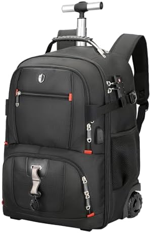 Vacuum Rolling Backpack,50L Roller Travel Laptop Backpack with Anti-Theft,rolling backpack for travel,Water-Resistant Carry-On Luggage,Business and Commuting (B)
