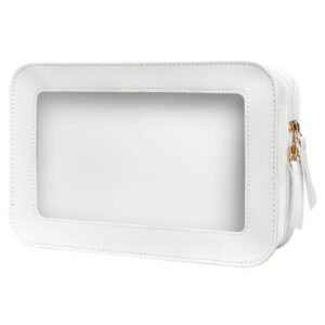 LETGO Clear Makeup Bags, TSA Approved Toiletry Bag with Zipper, Clear Makeup Organizer Fit Carry-on Travel Essentials,Clear Cosmetic Bags for Women Men (C-Beige)