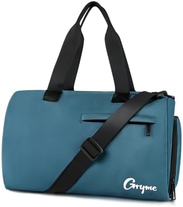 Gryme 15 Inch Small Gym Bag with Shoes Compartment and Wet Pocket, Mini Duffle Bag for Men & Women, Small Sports Bag for Travel Carry On, Swimming, Workout, Weekender Overnight