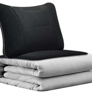 2-in-1Travel Blanket and Lumbar Support Pillow, Foldable Compact Airplane Travel Blanket Functioned as Lumbar Support Pillow, Multi-Purpose for Office Car and Travel Comfort and Warmth