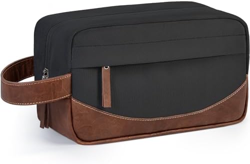 Travel Toiletry Bag for Men, Hanging Toiletry Organizer, Water Resistant Shaving Kit with Large Capacity for Travel Accessories (Black)