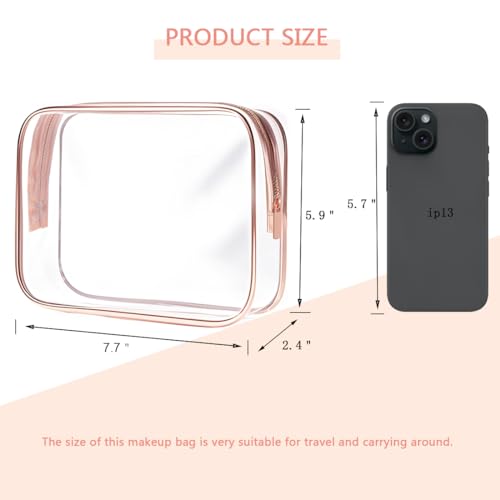 Clear Toiletry Bag, 3 Packs TSA Approved Water resistant Travel Organizer, Airport Airline Travel Essential Carry On Makeup Cosmetic Bags for Women, 3Color - 3 packs - Image 4