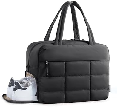 BAGSMART Gym Bag for Women, Carry on Travel Duffel Bag, Water-resistant Weekender with Shoe Compartment, Black - Image 8
