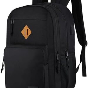 KEOFID Travel backpack for Men and Women, Anti Theft Laptop Backpack with USB Charging Port for Work, Large Bag for College, Water Resistent(Black)