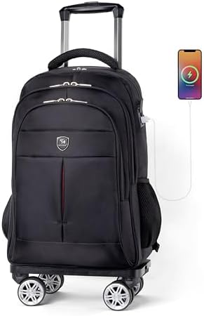 35L Multi-Scene Detachable Handle Travel Rolling Backpack Airline Approved,360° Rotating Fit 15.6 Inch Laptop College Backpack With 4 Wheels,Carry on Luggage