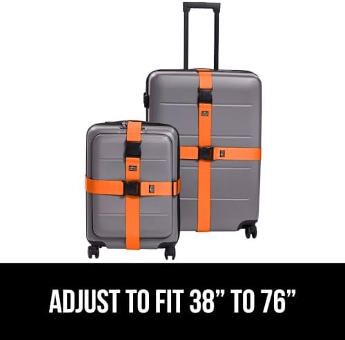 GORILLA GRIP Heavy Duty Adjustable Luggage Straps for Suitcases, Easy to Identify Travel Belt Connector Holds Suitcase Together, Extends Life of Bag, Strap Connects Two Bags, Accessories 2 Pack Orange - Image 8