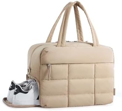 BAGSMART Gym Bag for Women, Carry on Travel Duffel Bag, Water-resistant Weekender with Shoe Compartment, Camel - Image 8
