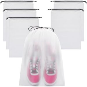 Vorspack Shoe Bags for Travel - 6 Pcs Transparent Drawstring Backpack Travel Shoe Bag Clear Drawstring Bag Large Shoe Organizer with Rope Travel Essentials for Men Women