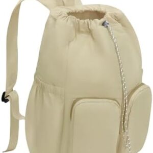 MICOM Travel Backpack for Women Puffer College Laptop Bookbag Drawstring Casual Daypack Lightweight for Women Travel (Khaki)