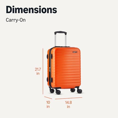 Amazon Basics 21" Hardside Carry-On Luggage, Hardshell Suitcase With Wheels, Expandable For Up to 25% More Space, With Scratch-Resistant Surface, Four Multi-directional Wheels, Orange - Image 6