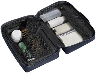Away Small Toiletry Bag, Travel Essentials Organizer with Mesh and Clear Pockets, Waterproof, Easy to Clean, Compact Travel Pouch, Navy Blue - Image 4