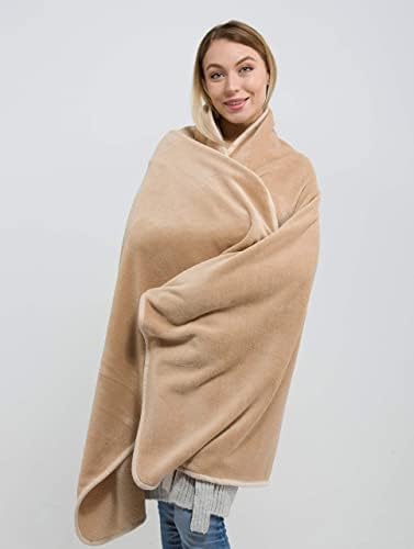 BlueHills Premium Soft Travel Blanket Pillow Airplane Blanket Packed in Soft Bag Pillowcase with Hand Luggage Belt and Backpack Clip, Compact Pack Large Essential for Any Travel (Beige T005) - Image 4