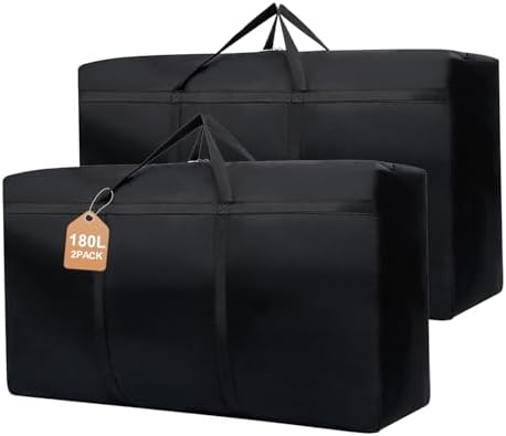 WITERY 2 Pack 180L Large Storage Bags - Big Moving Bags Heavy Duty with Zippers & Handles, Alternative to Moving Boxes and 39Inch Storage Tote for Space Saving, Travel, Clothes, Blankets, Pillows