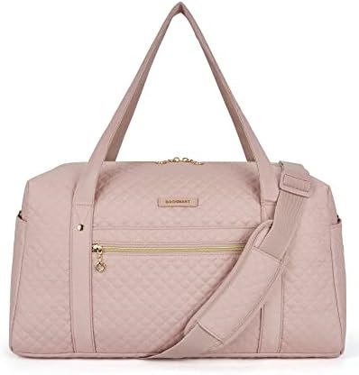 Travel Duffle Bag, BAGSMART 37L Weekender Overnight Bag with Wet Pocket for Women, Large Carry On Bag with Laptop Compartment and Shoes Bag for Travel, Business Trips, Sports(Pink)