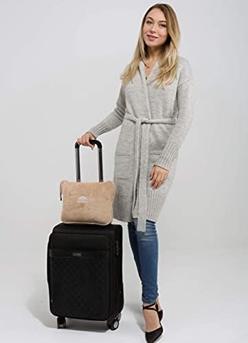 BlueHills Premium Soft Travel Blanket Pillow Airplane Blanket Packed in Soft Bag Pillowcase with Hand Luggage Belt and Backpack Clip, Compact Pack Large Essential for Any Travel (Beige T005) - Image 6