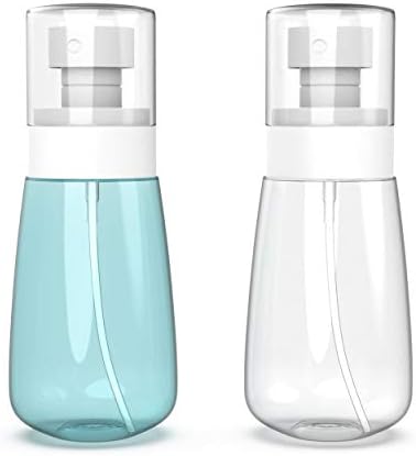 Pack 2 Small Spray Bottle Travel Size 2oz/60ml - Fine Mist Mini Empty Spray Bottles - Leak Proof - for Toners, Face & Hair Mist