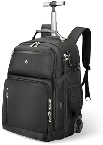 Vacuum Rolling Backpack,50L Roller Travel Laptop Backpack with Anti-Theft,rolling backpack for travel,Water-Resistant Carry-On Luggage,Business and Commuting (A)