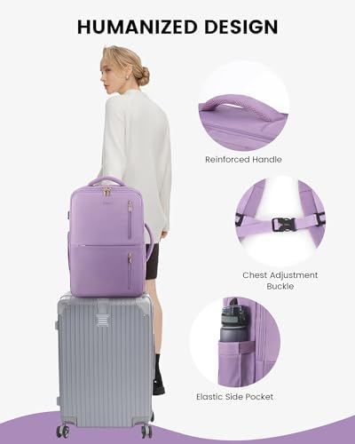LOVEVOOK 40L Travel Backpack With 3 Packing Cubes Expandable Large Laptop Backpack Women Waterproof Backpack Waterproof Daypack Travel Bag TSA Fit 17inch Laptop Luggage With USB Charging Port - Image 6