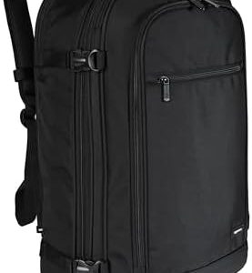 Amazon Basics Travel Backpack Carry On Flight Approved, Lightweight, Expandable, Dual Use as Backpack or Shoulder Bag, Black