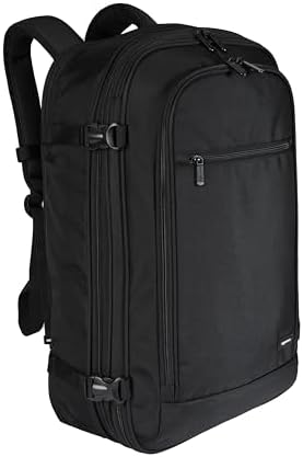 Amazon Basics Travel Backpack Carry On Flight Approved, Lightweight, Expandable, Dual Use as Backpack or Shoulder Bag, Black