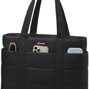 LOVEVOOK Tote Bag for Women, Large Puffer Work Tote Laptop Bag, Lightweight Travel Tote Bag with Zipper Gifts for Women