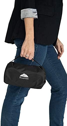 BlueHills Ultra Compact Travel Blanket Pillow in Portable Bag Case with Hand Luggage Belt & Backpack Clip Premium Cozy Soft Compact Pack Large Blanket for Airplane Flight Layover Black C003 - Image 7