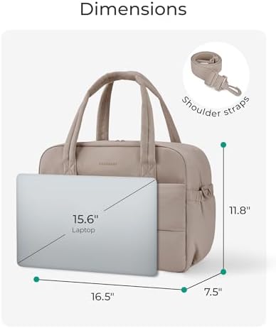 BAGSMART Gym Bag for Women, 29L Puffer Travel Duffle Bag for Travel with Laptop Compartment, Weekender Bags for Women, Carry On Duffel Bag Personal Item Bag, Camel - Image 3