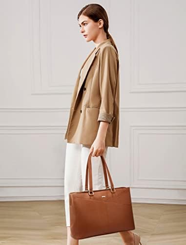 Laptop Tote Bag for Women,15.6 Inch Waterproof Computer Bags Women Business Office Work Bag Briefcase, Brown - Image 3