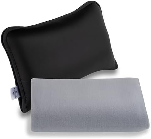 Travel Blanket and Pillow Set - Small, Compact, Lightweight Throw for Airplane, Car, Office & Portable Comfort Fleece, Camping, Emergency, Long Flight Must Haves (Black)