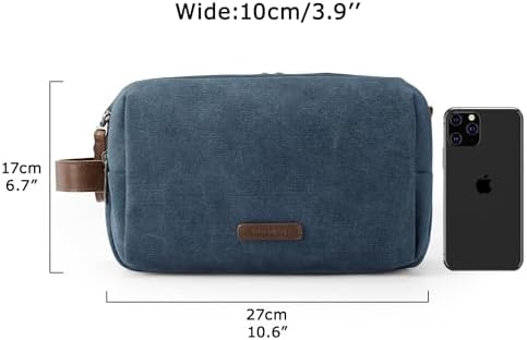 BAGSMART Toiletry Bag for Men, Canvas Travel Toiletry Organizer Dopp Kit Water-resistant Shaving Bag for Toiletries Accessories,Navy Blue-Medium - Image 6
