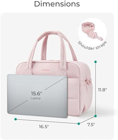 BAGSMART Gym Bag for Women, 29L Puffer Travel Duffle Bag for Travel with Laptop Compartment, Weekender Bags for Women, Carry On Duffel Bag Personal Item Bag, Baby Pink - Image 4