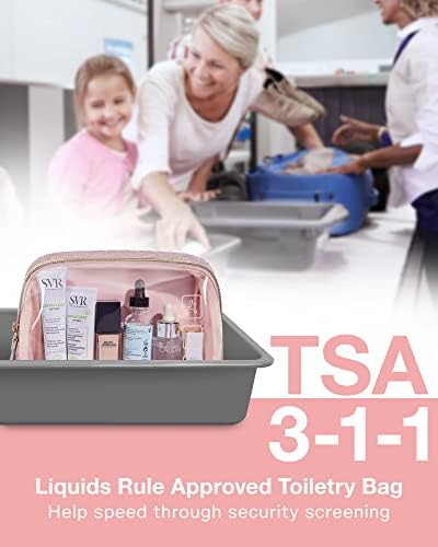 BAGSMART TSA Approved Toiletry Bag, 2 Pack Clear Makeup Cosmetic Bag Organizer, Quart Size Travel Bag for Toiletries, Carry-on Travel Accessories Essentials - Pink - Image 6