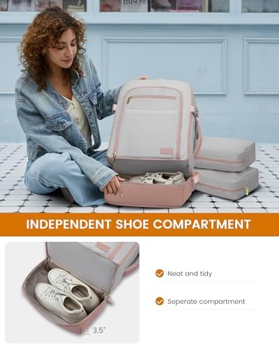 LOVEVOOK Travel Backpack for Women with Shoes Compartment,40L Personal Item Travel Bag Flight Approved Carry On Backpack with 2 Packing Cubes,Large Casual Weekender Luggage Daypack - Image 2