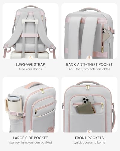 LOVEVOOK Travel Backpack for Women with Shoes Compartment,40L Personal Item Travel Bag Flight Approved Carry On Backpack with 2 Packing Cubes,Large Casual Weekender Luggage Daypack - Image 5