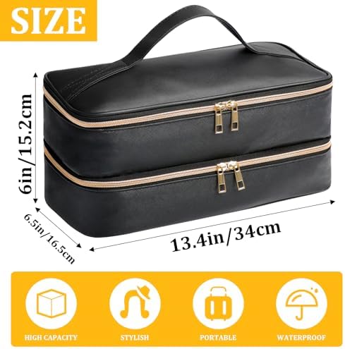 Travel Carrying Case for Shark Flex Style, Double Layer Storage Case for Shark SpeedStyle Hair Dryer Attachments, Waterproof PU Leather Organizer Bag for Shark Flexstyle Airwrap Styler (Black) - Image 6