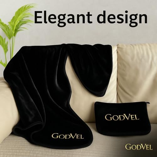 Travel Blanket and Pillow Set 2 in 1- Soft Fleece Throw Blanket with Portable Carry Bag - Perfect for Airplane, Car, and Camping, Travel Essentials- Black. - Image 6