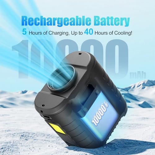 GVY Portable Waist Fan 10000mAh, Up to 40H Runtime, Clip on Belt Fan with 5-Speed 16000 RPM Turbo Airflow, Hands-Free Use on Neck/Waist/Desk, Personal Wearable Fan for Outdoor Work, Camping, Travel - Image 3