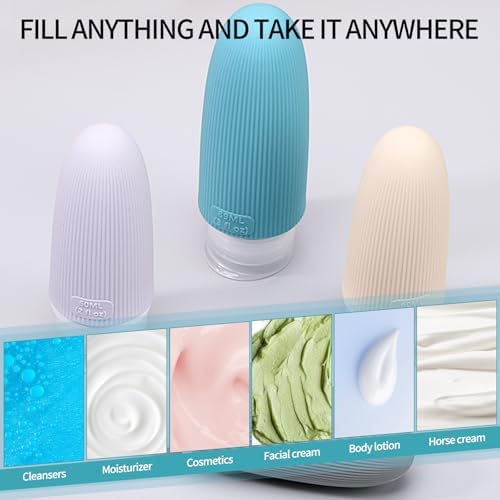 4 Pack Travel Bottles Set - 60ml Tsa Approved Leak Proof Silicone Containers for Shampoo, Conditioner, Lotion & Body Wash, Reusable Travel Size Containers for Toiletries - Image 4